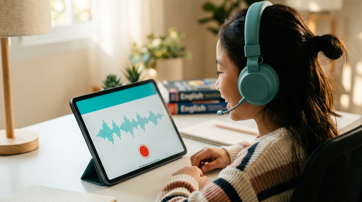 學生使用 AIMii Speak 練習英語口說