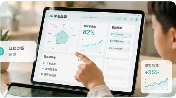 學生查看 AI 學習診斷與效率提升報告