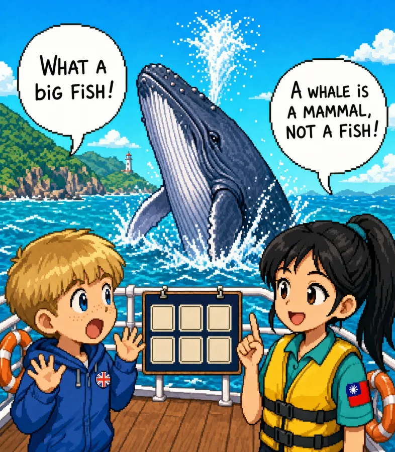 AIMii 產出的實際漫畫:小五英語,A whale is a mammal